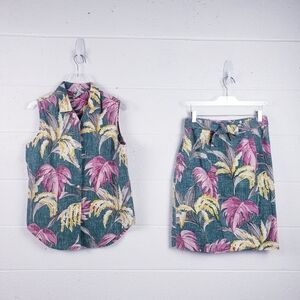 Vintage Reyn Spooner Hawaiian Floral Skirt and Top Reverse Print Size Small